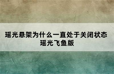 瑶光悬架为什么一直处于关闭状态 瑶光飞鱼版